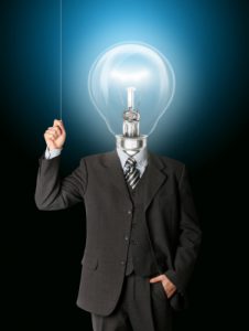 business man turn on hith bulb head