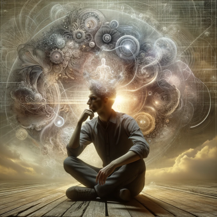 DALL·E 2024-01-27 19.03.09 - A photorealistic psychological illustration of a person engaged in introspection, symbolizing the process of looking inward for self-awareness. The im